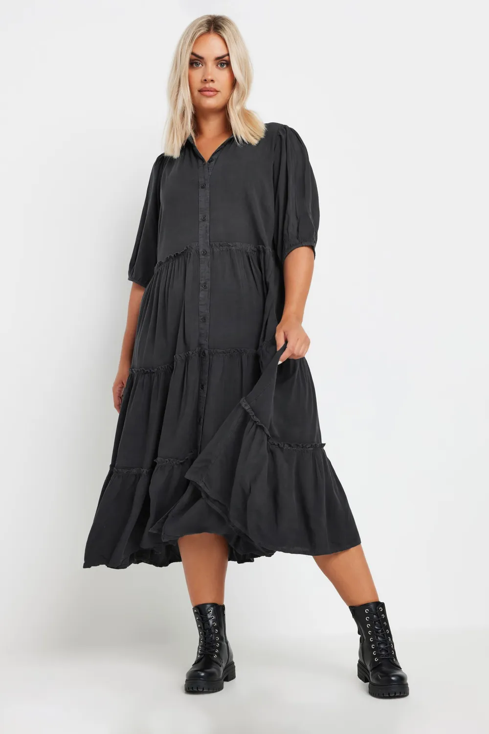 YOURS Curve 2 PACK Blue & Black Wash Chambray Dress