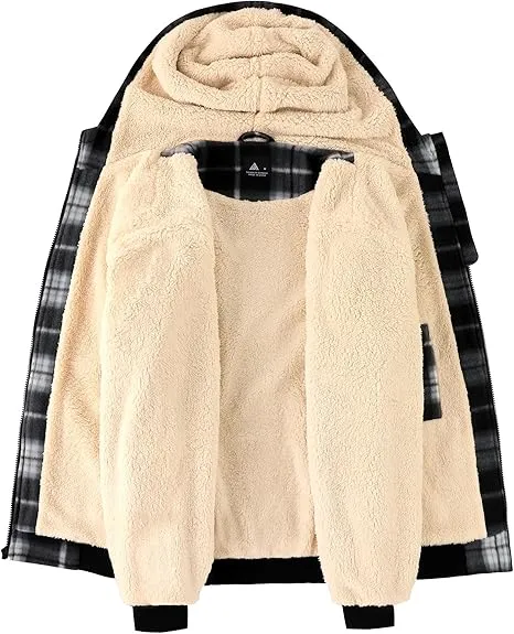 Mens Plaid Flannel Sherpa Lined Fleece Jackets