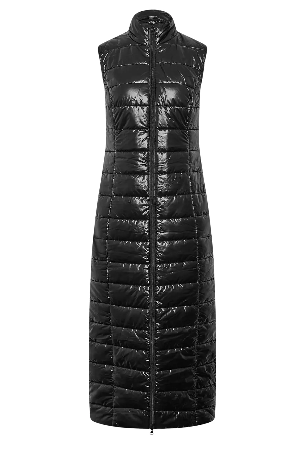 LTS Tall Black High Shine Maxi Puffer Gilet