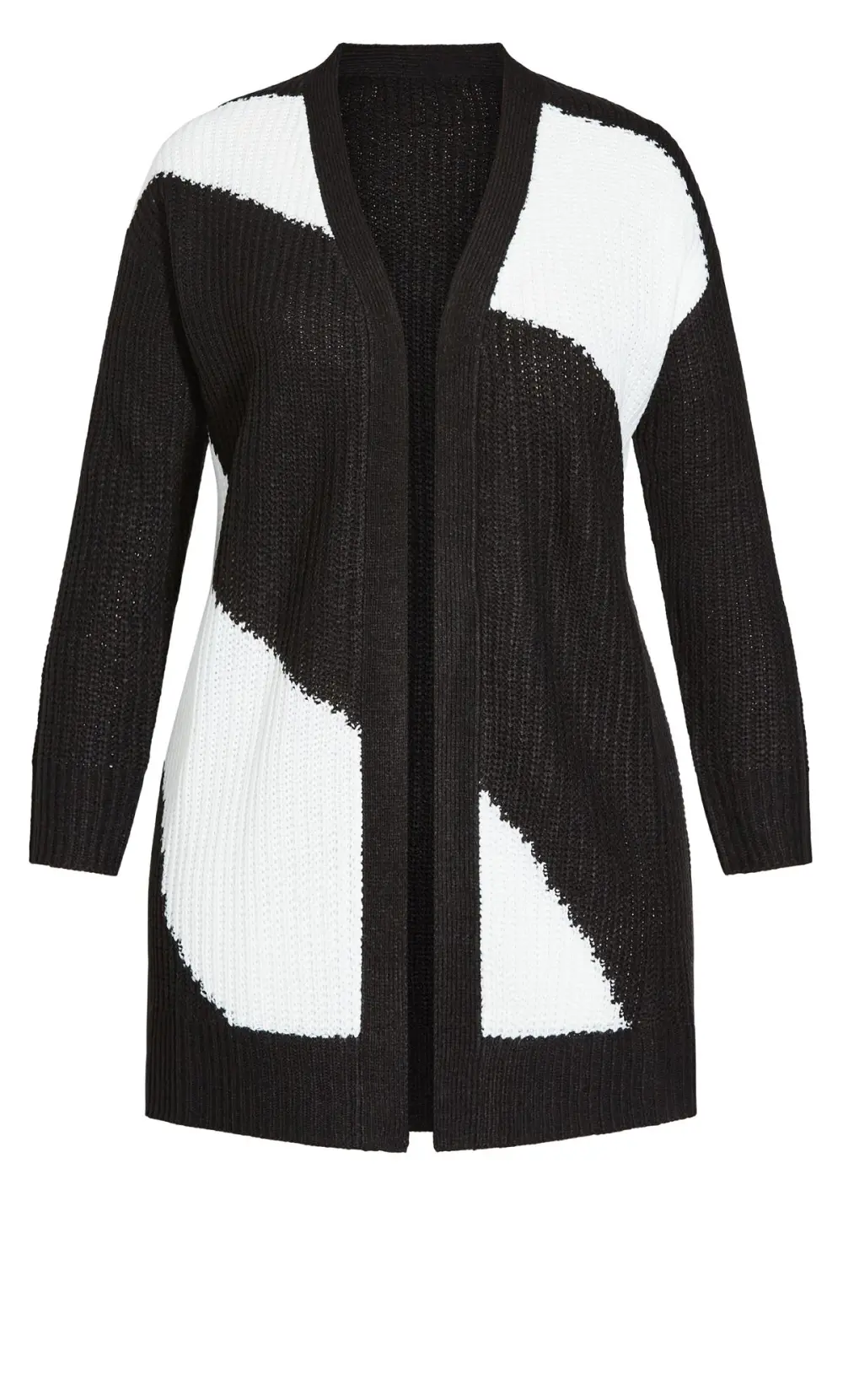 Evans Black & White Colour Block Cardigan