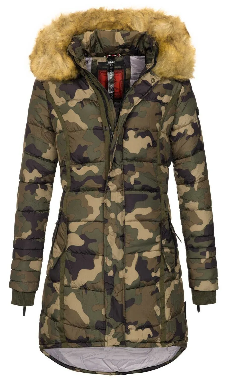 Fashion ladies parka coat with fur collar L