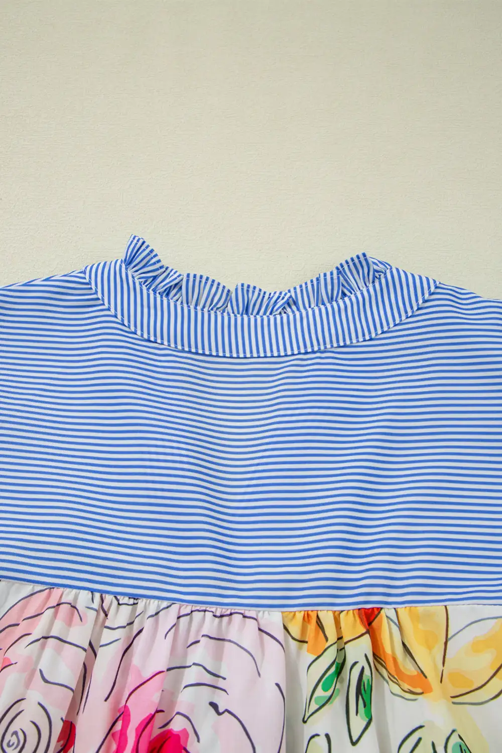 Striped Floral Frilled Blouse