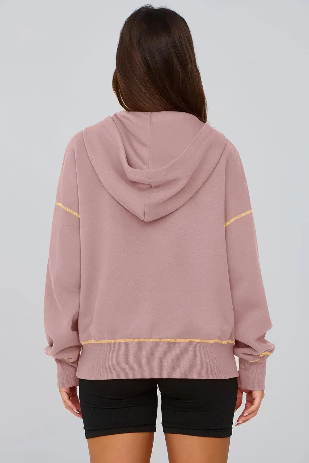Women's Hooded Sweatshirts Long Sleeve Half Zip Cropped Hoodie Pullover Winter Fashion Clothes