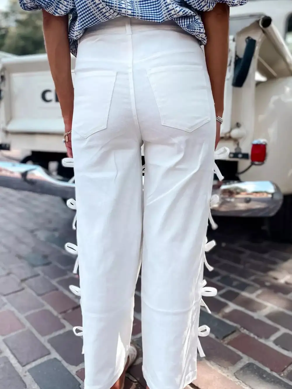 Bow Accented Wide Leg Pants