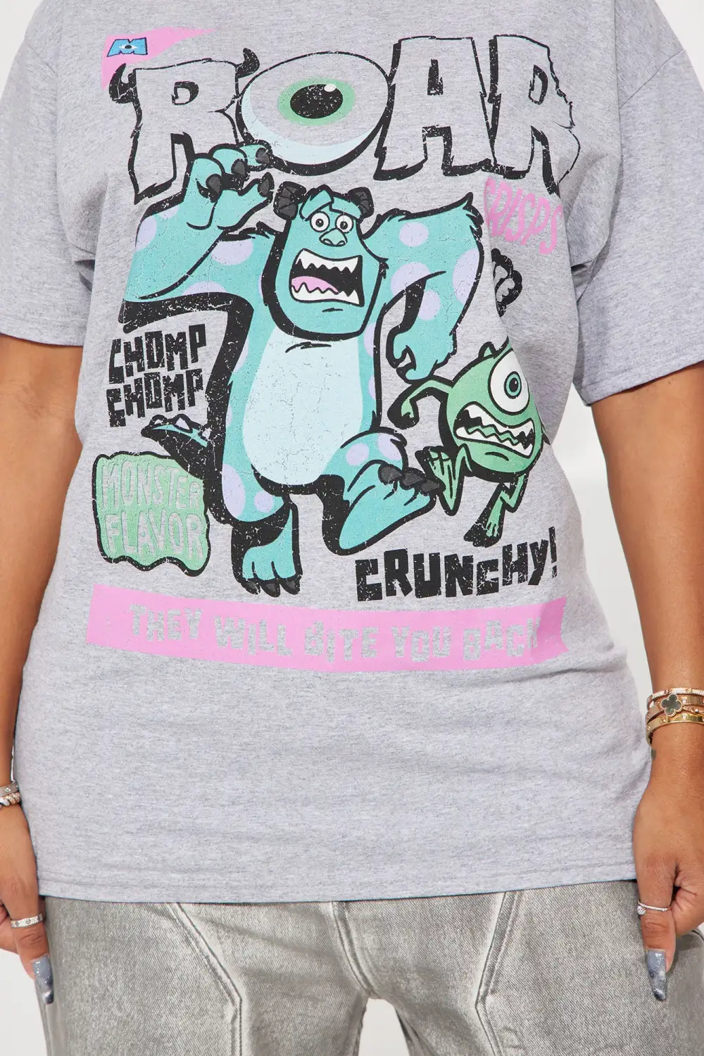 Monsters Inc Bite Back Graphic Tee - Heather Grey