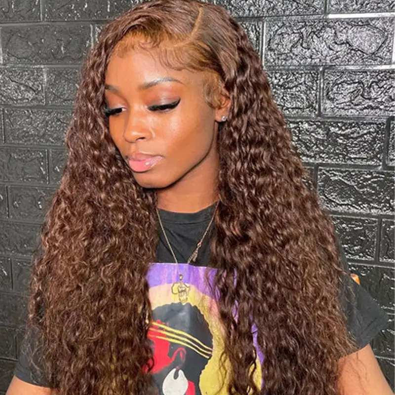 Flash Sale | #4 Chocolate Brown 13x6 Deep Wave Wig 16-34 Inches Transparent Lace Front Human Hair Wig