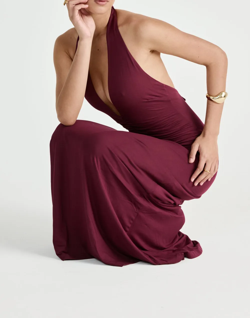 High-End Drape Halter Dress