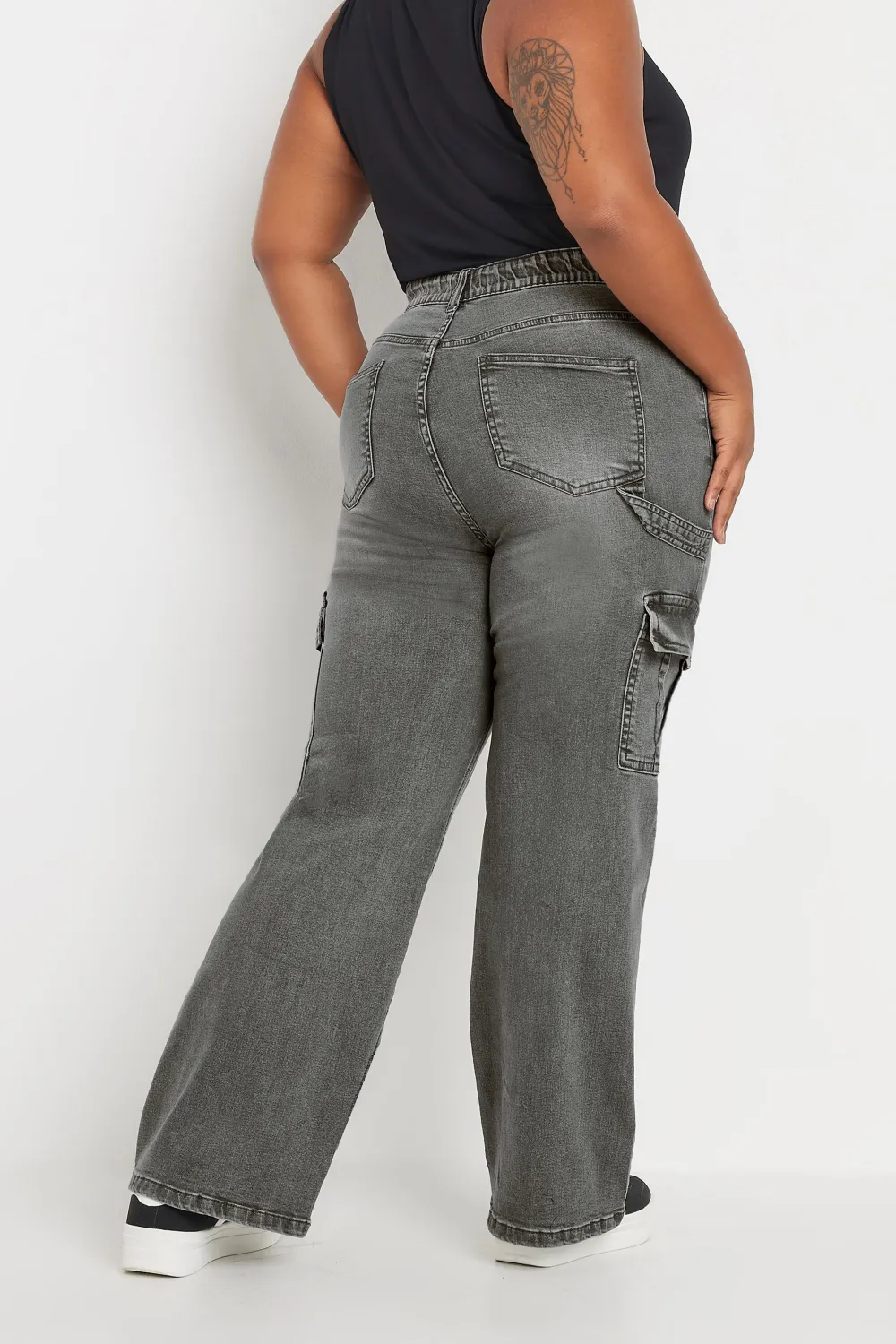 YOURS Curve Grey Cargo Jeans