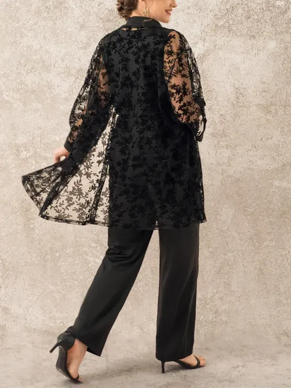 Sleeveless Printed Vest Solid Color Top Trousers Three-Piece Suit