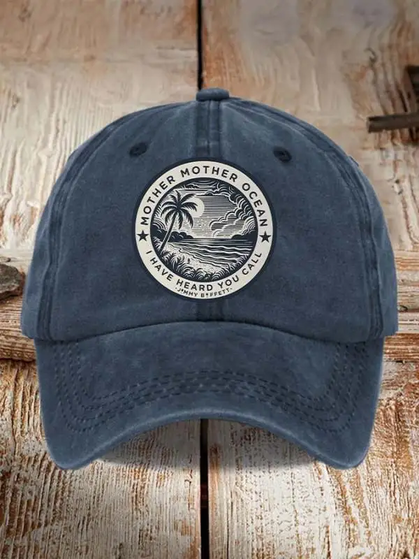Retro Mother, Mother Ocean, I Have Heard You Call Print Baseball Cap