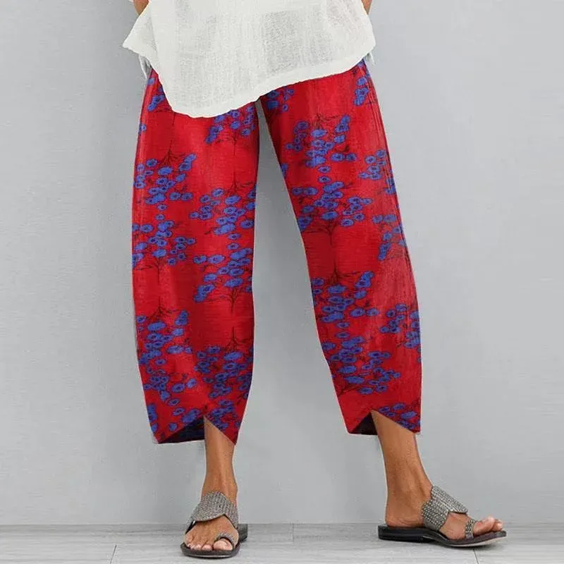 Summer Casual Vintage Print Nine-quarter Pants