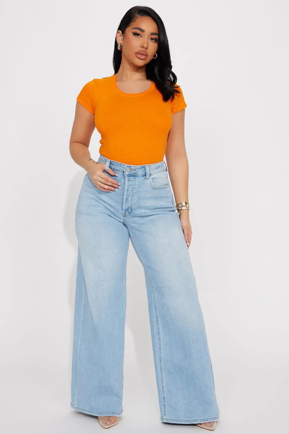 Sabrina Crew Neck Tee - Orange