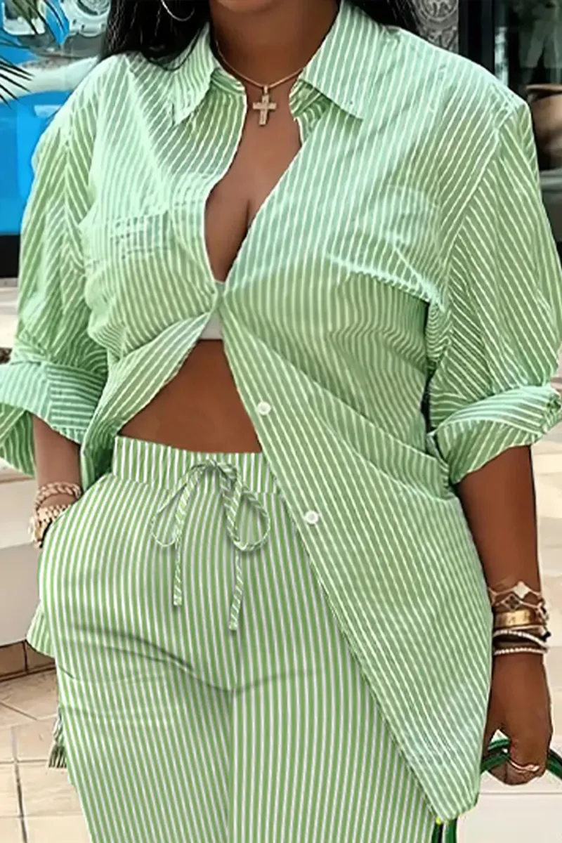 Multicolored Plaid Button Blouse High Waist Pocket Straight Leg Pants Matching Set