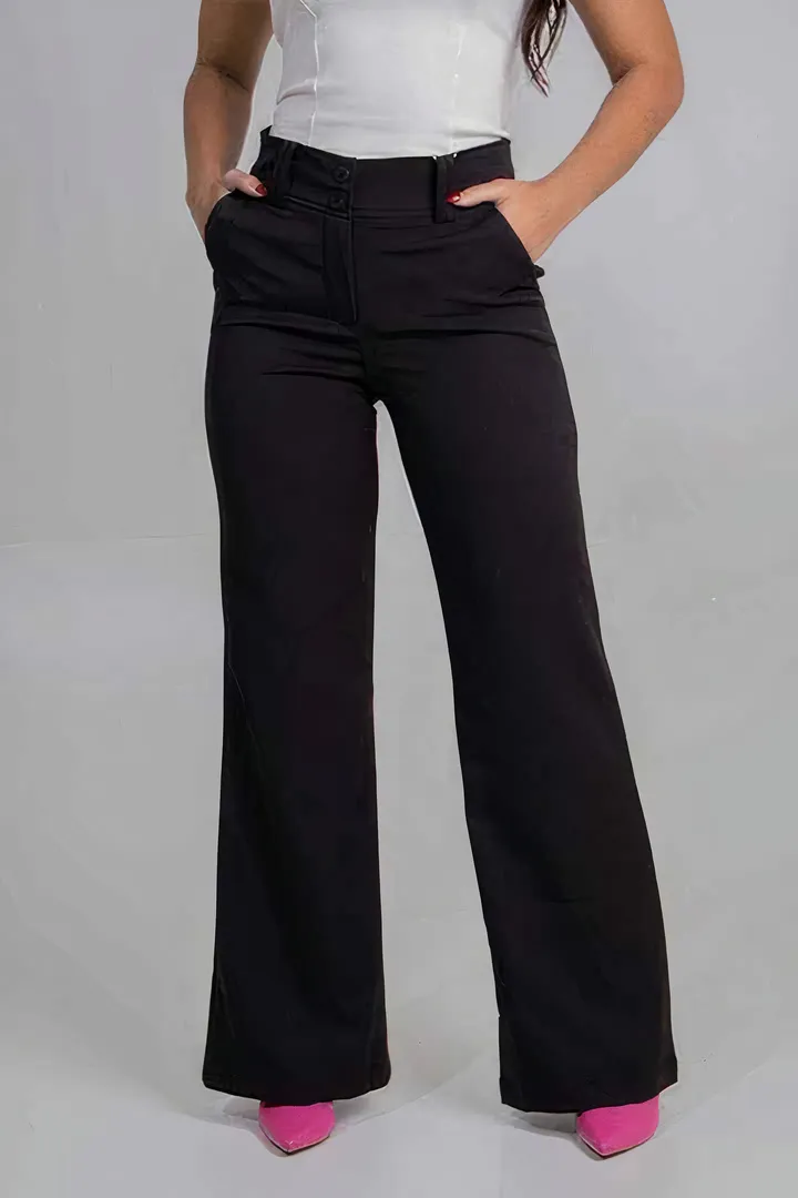 High Waist Pocket Wide Leg Jeans