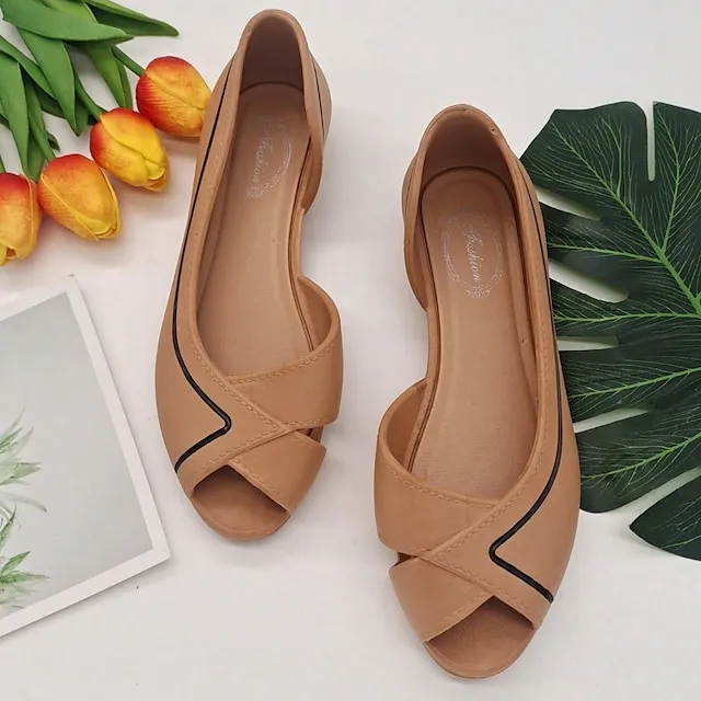 Women's Sandals Boho Bohemia Beach Daily Walking Summer Flat Heel Peep Toe Casual Comfort Minimalism EVA Loafer Striped Black White Brown