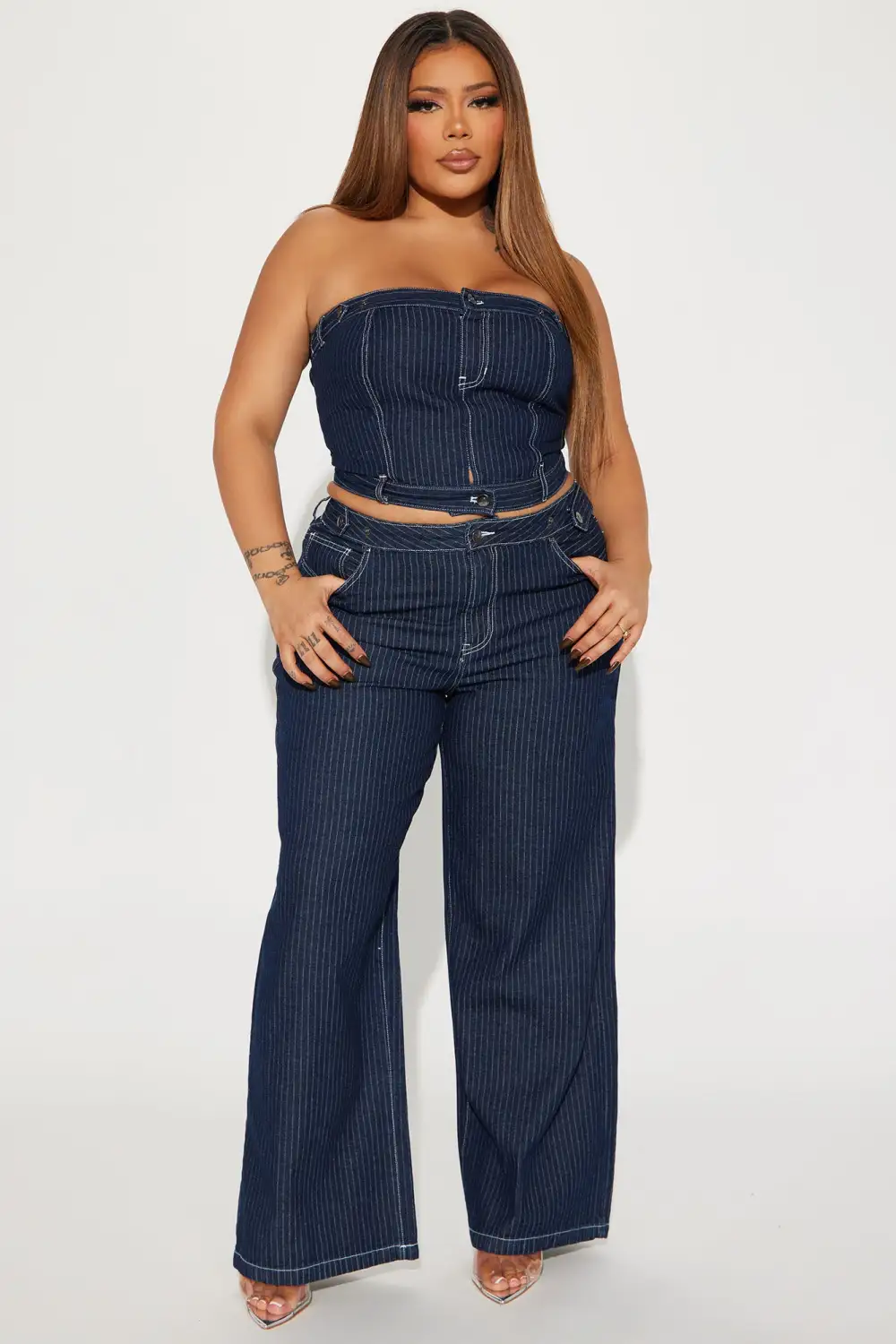 Keep You Close Denim Pant Set - Dark Wash