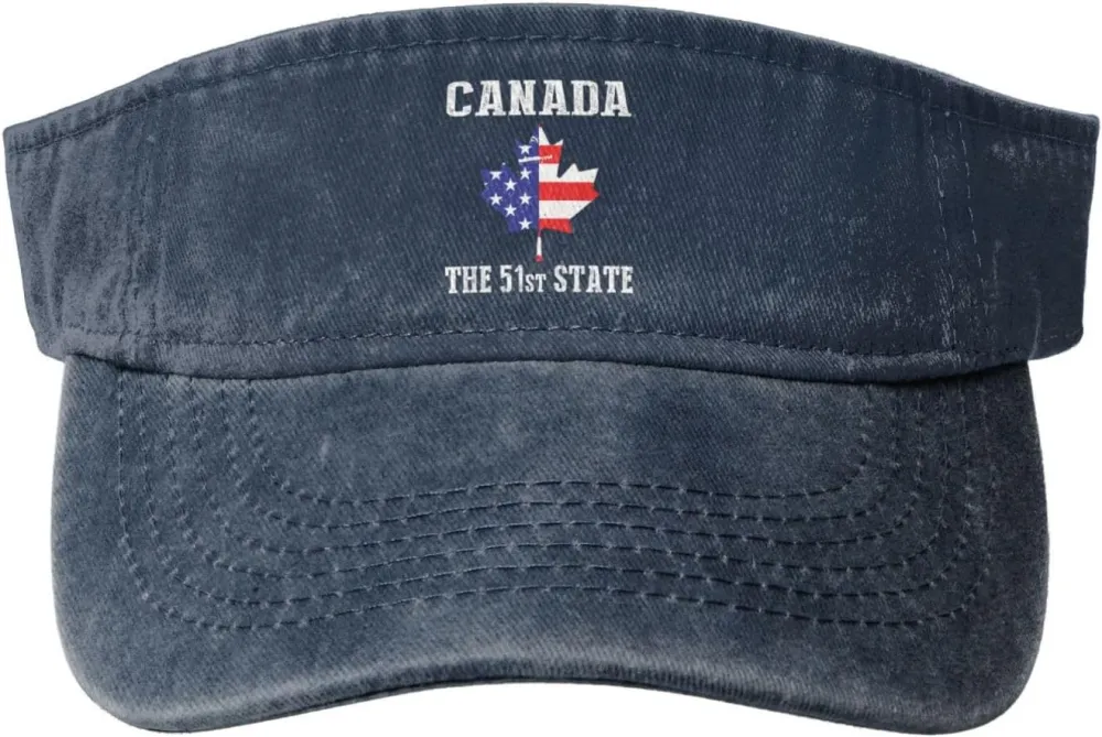 Canada 51st State Denim Visor Hat Adjustable Unisex Golf Sports Empty Top Cap