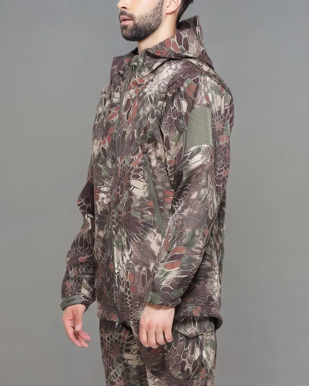 Men's Military Tactical Jackets Softshell Winter Warm Fleece Hooded Coat Outdoor Hiking Hunting Jacket