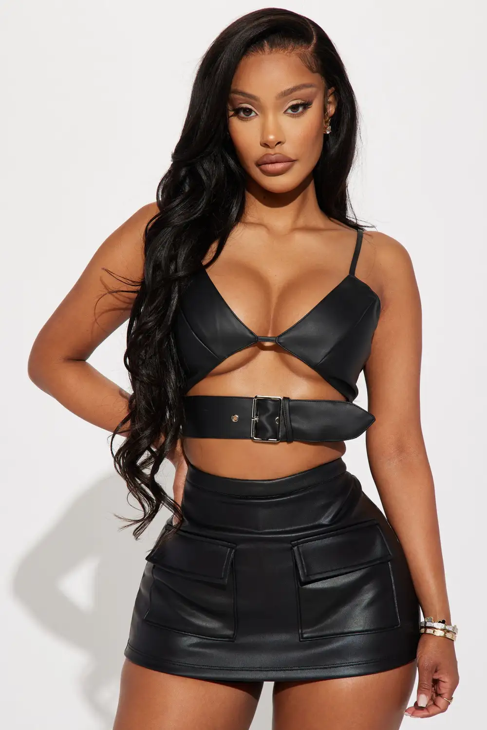 Welcome To My City Faux Leather Top - Black