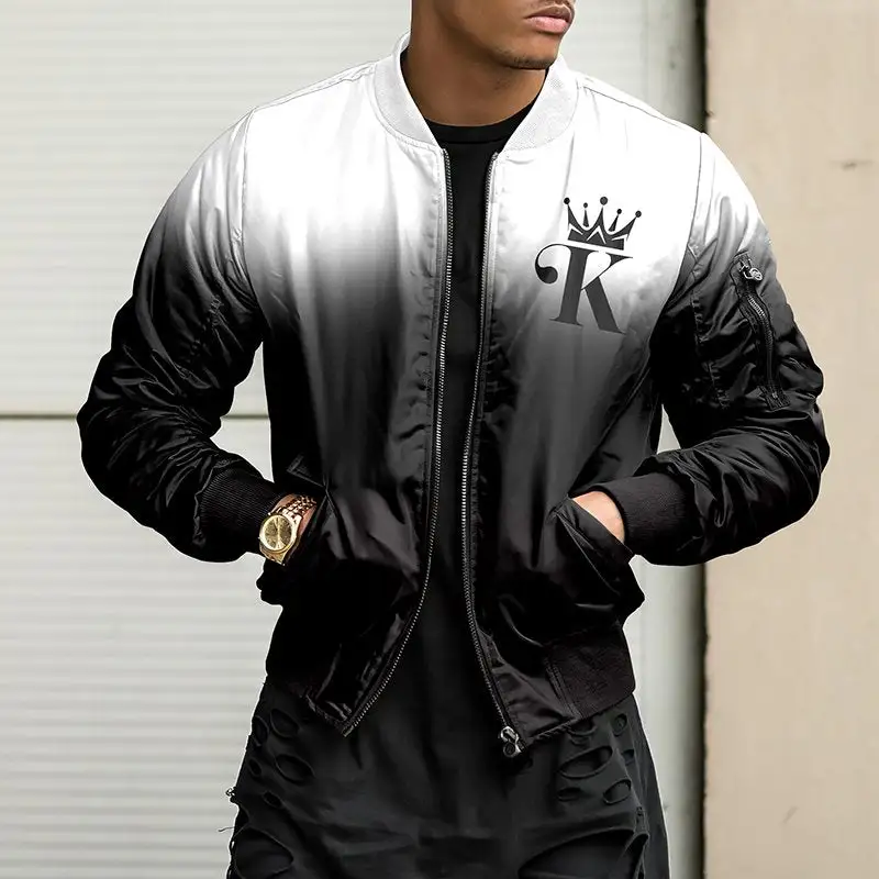 Fashion White Gradient K Baseball Jacket