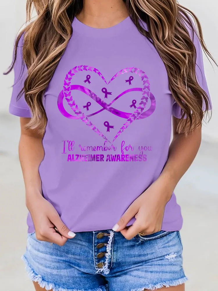 Women'S I'Ll Remember For You Alzheimer'S Awareness Round-Neck T-Shirt