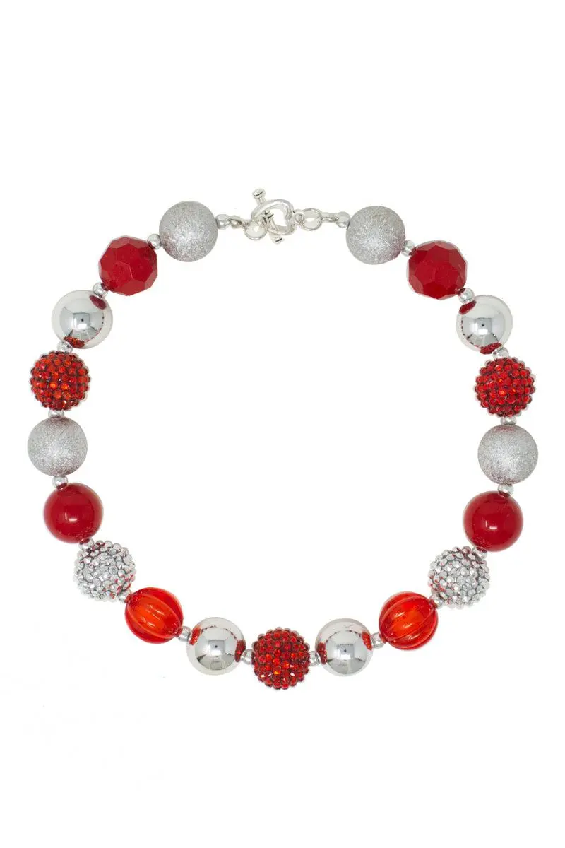 Silver & Red Bubblegum Necklace