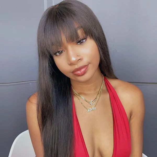 Sterly Hair Glueless 6×5 / 9×6 Straight Lace Wigs With Bangs Pre Everything