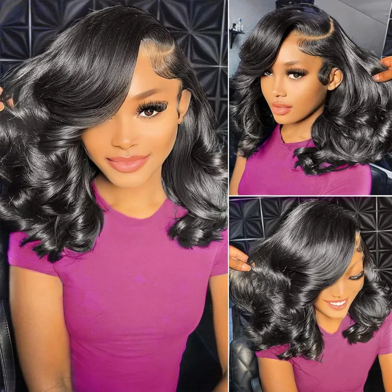 Sterly #1 Jet Black Frontal Wigs Human Hair 13×6/5×5 Loose Body Short Bob Wigs