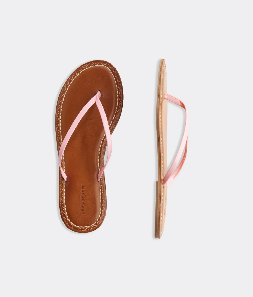 Skinny Strap Patent Leather Flip Flops