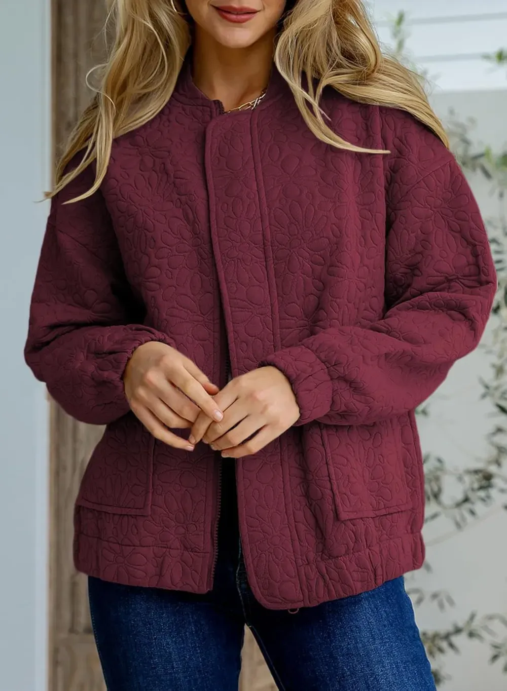 Jackets for Women Spring Fashion 2025 Cute Jacquard Coats Lightweight Zip Up Jackets Dressy Casual