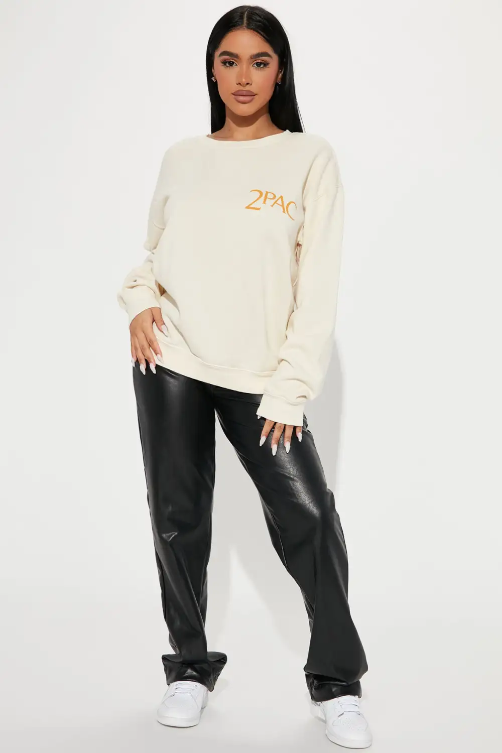 End Of Time Washed Crew Neck Sweatshirt - Cream