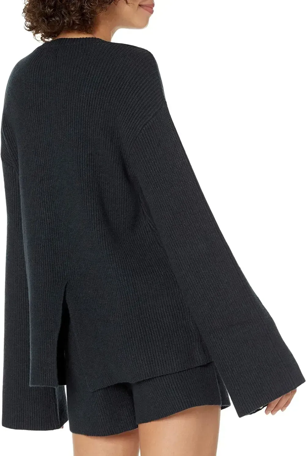 Women's Alice Crewneck Back-Slit Ribbed Pullover Sweater