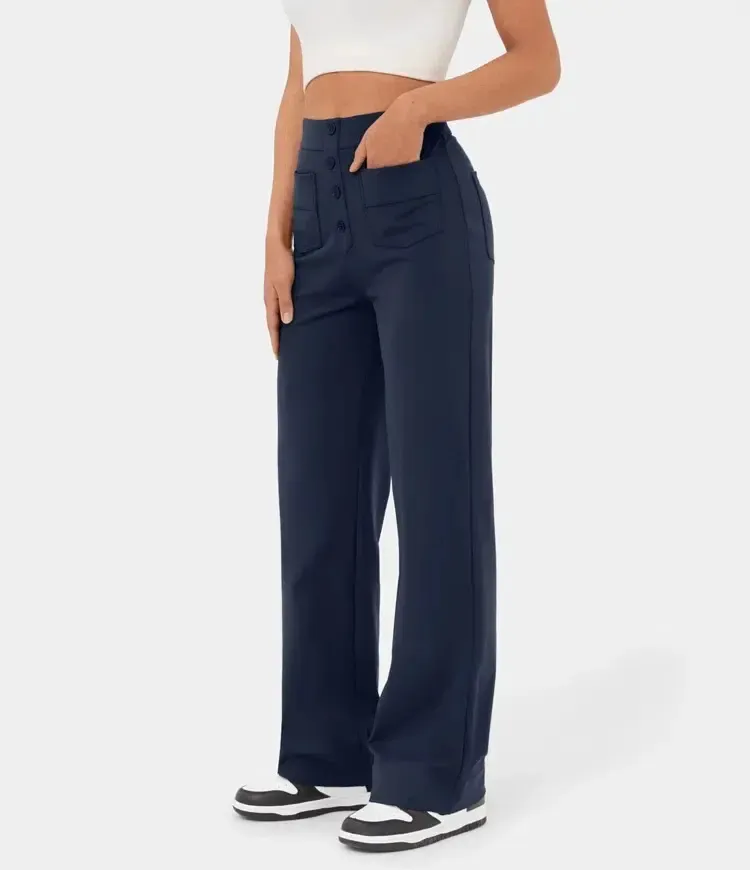 High-waisted, loose-fitting, comfortable, casual straight-leg pants🔥🔥