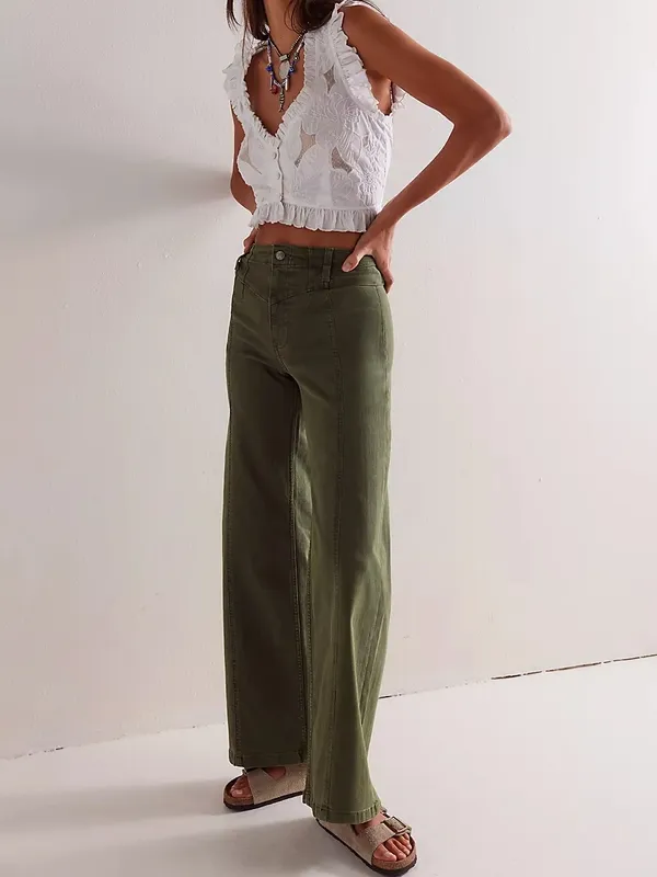Wide Leg Denim Jeans Pants