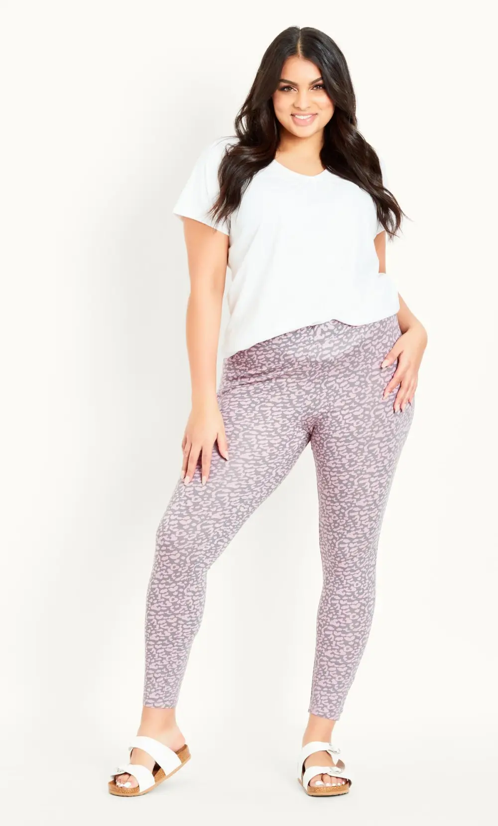 Evans Pink & Grey Animal Print Leggings
