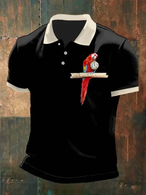 Men's 5 O'clock Parrot Print Polo Shirt