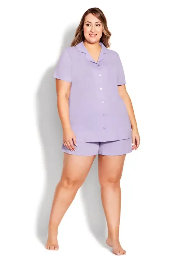 Button Short Sleeve Sleep Top