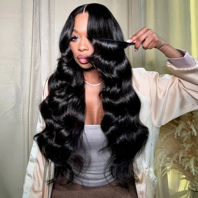 Affordable #1 Jet Black Body Wave Wig 13x6 Lace Front Human Hair Wigs Sterly Hair