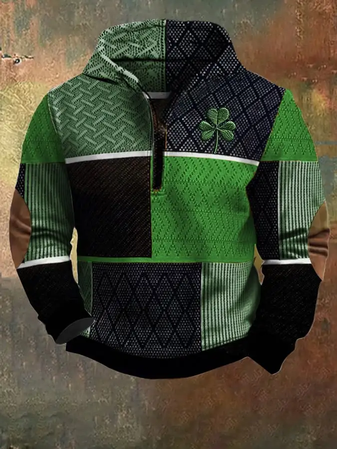Men's St. Patrick's Day Printed Zip Hooded Sweatshirt