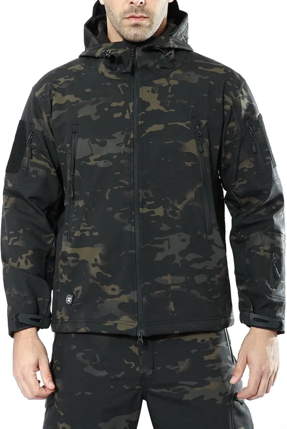 Men's Tactical Softshell Jacket Waterproof Fleece Hooded Hunting Coat