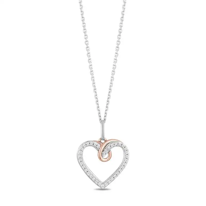 Hallmark Diamonds Heart Necklace 1/10 ct tw Sterling Silver & 10K Rose Gold 18