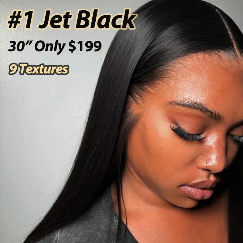 Flash Sale | @bigekane Recommend #1 Jet Black 13x6 FULL Lace Frontal Wig 16-34 Inches Human Hair Wigs