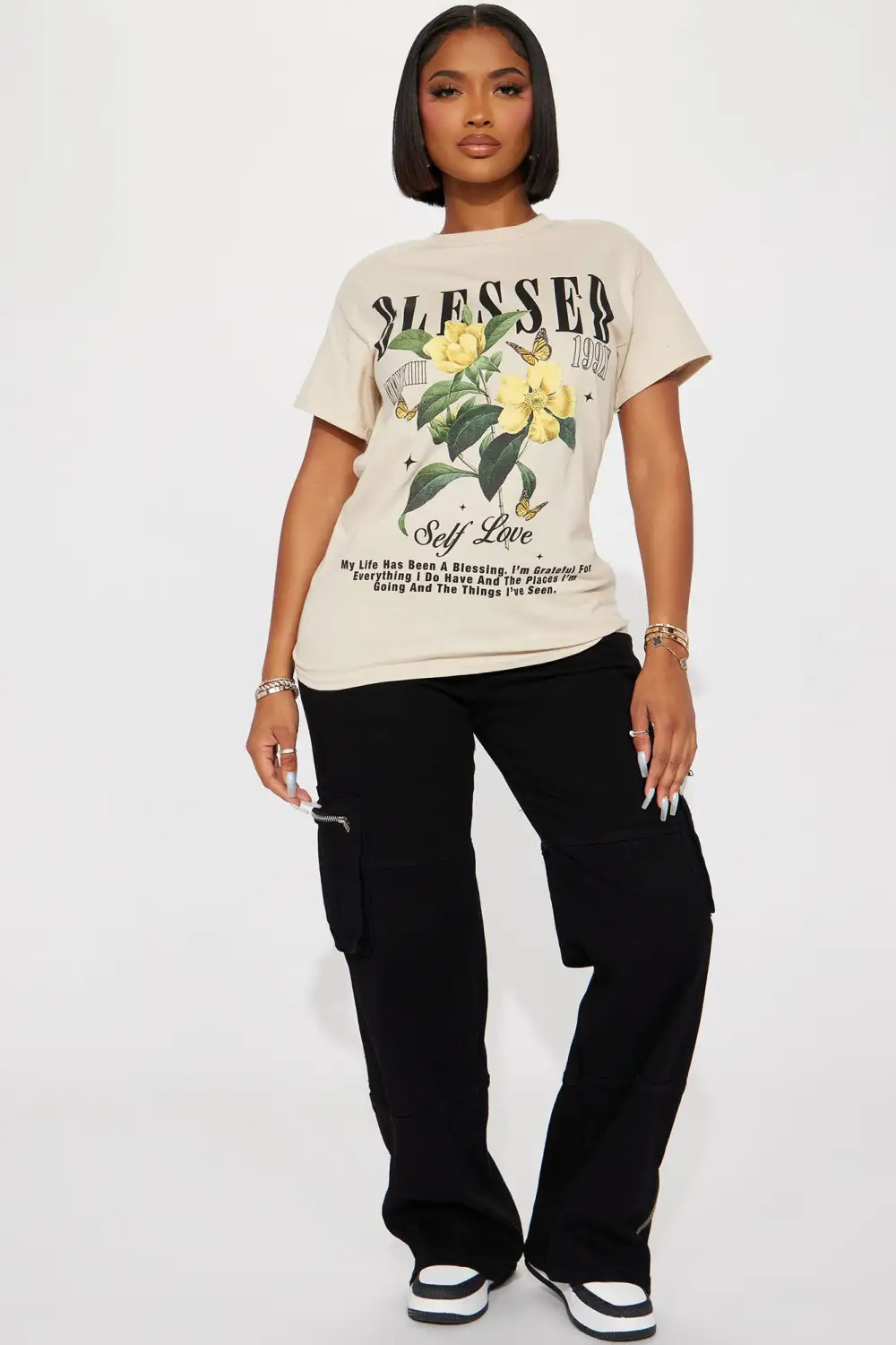 Blooming Blessings Graphic Tee - Taupe