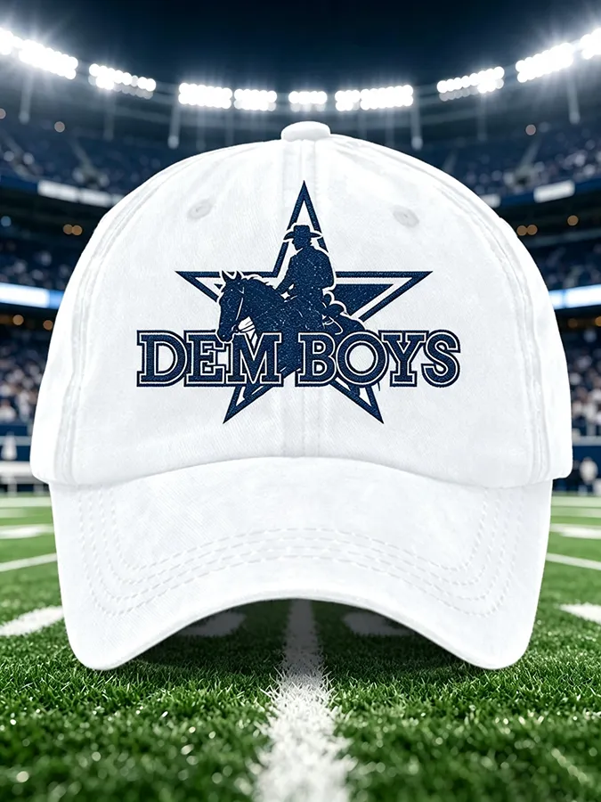 Unisex Football Print Washed Duckbill Cap