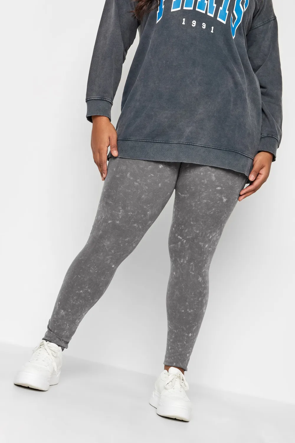 YOURS Curve Blue Acid Wash Stretch Leggings