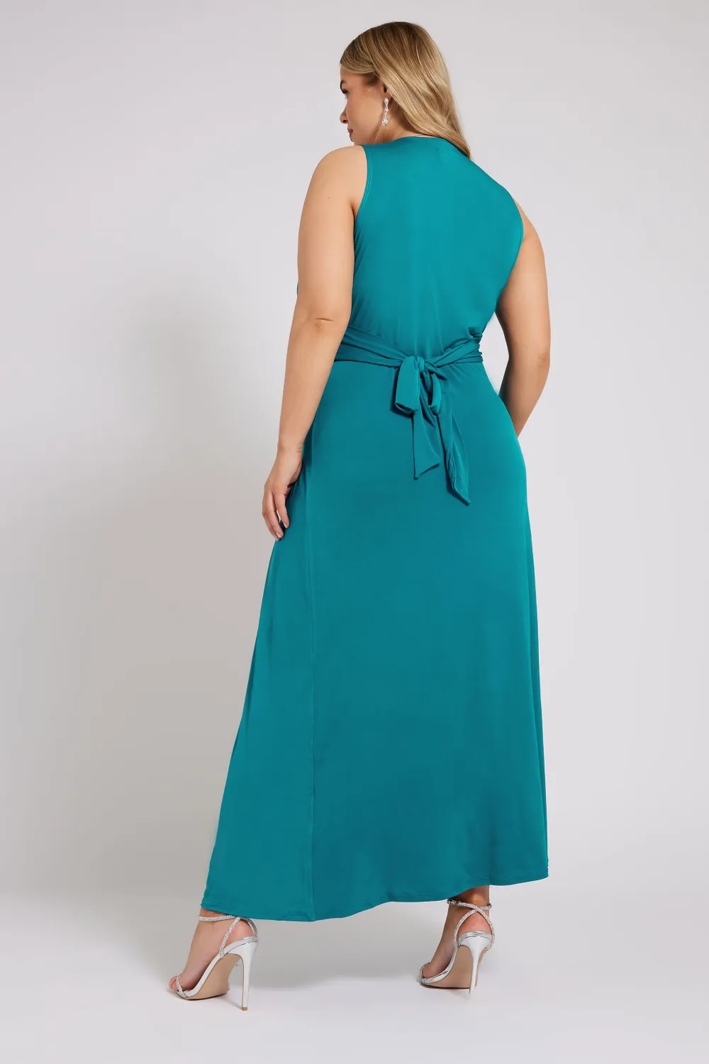 YOURS LONDON Curve Green Knot Front Maxi Dress