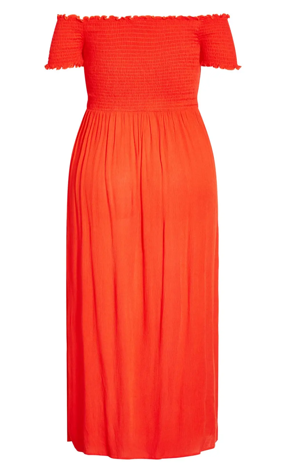 Evans Orange Shirred Bardot Maxi Dress