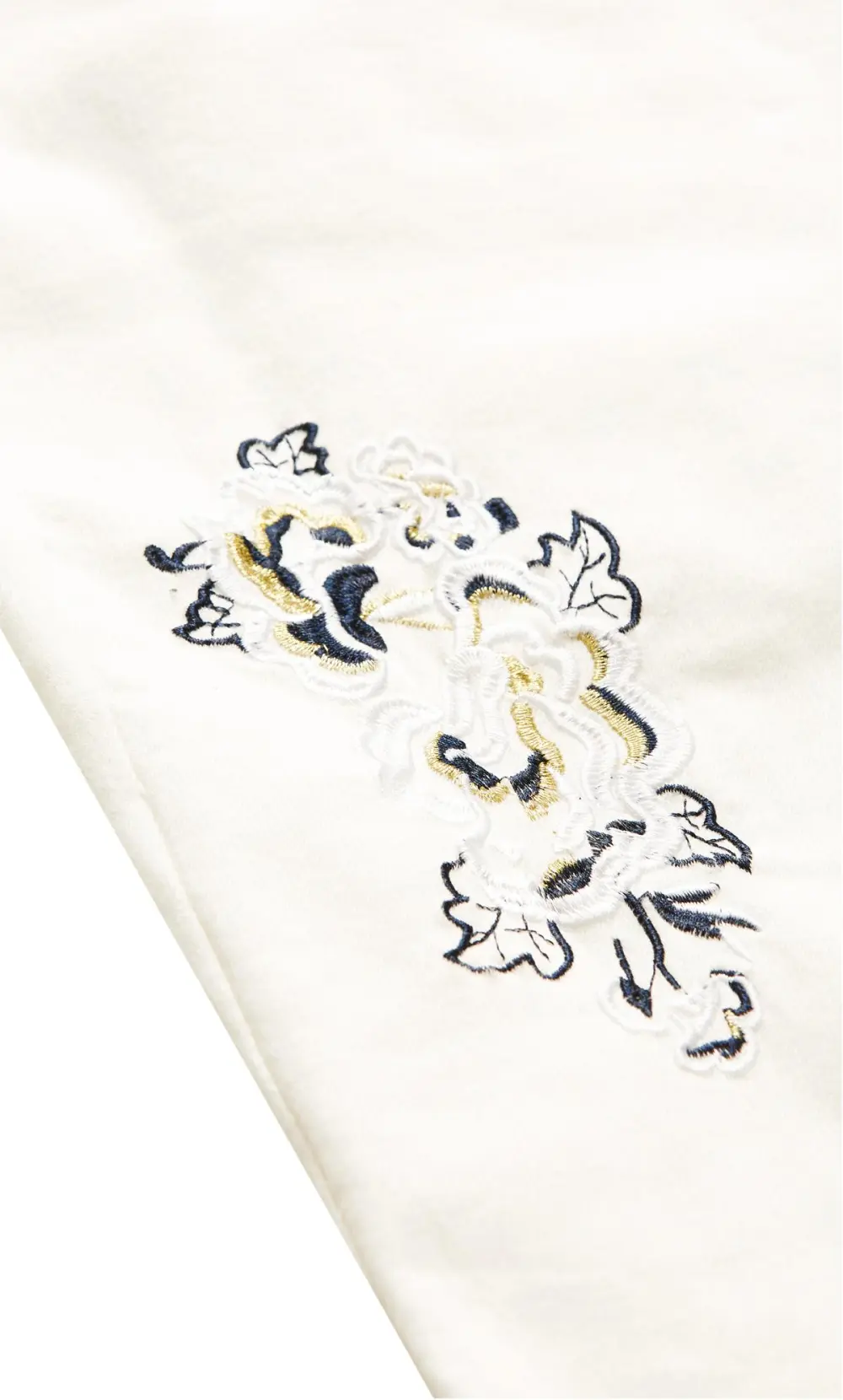 Evans White Embroidered Turn Up Denim Crop