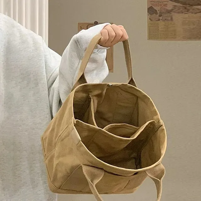 Women's Girls' Tote Tote Canvas Tote Bag Canvas Outdoor Shopping Daily Solid Color Pink khaki