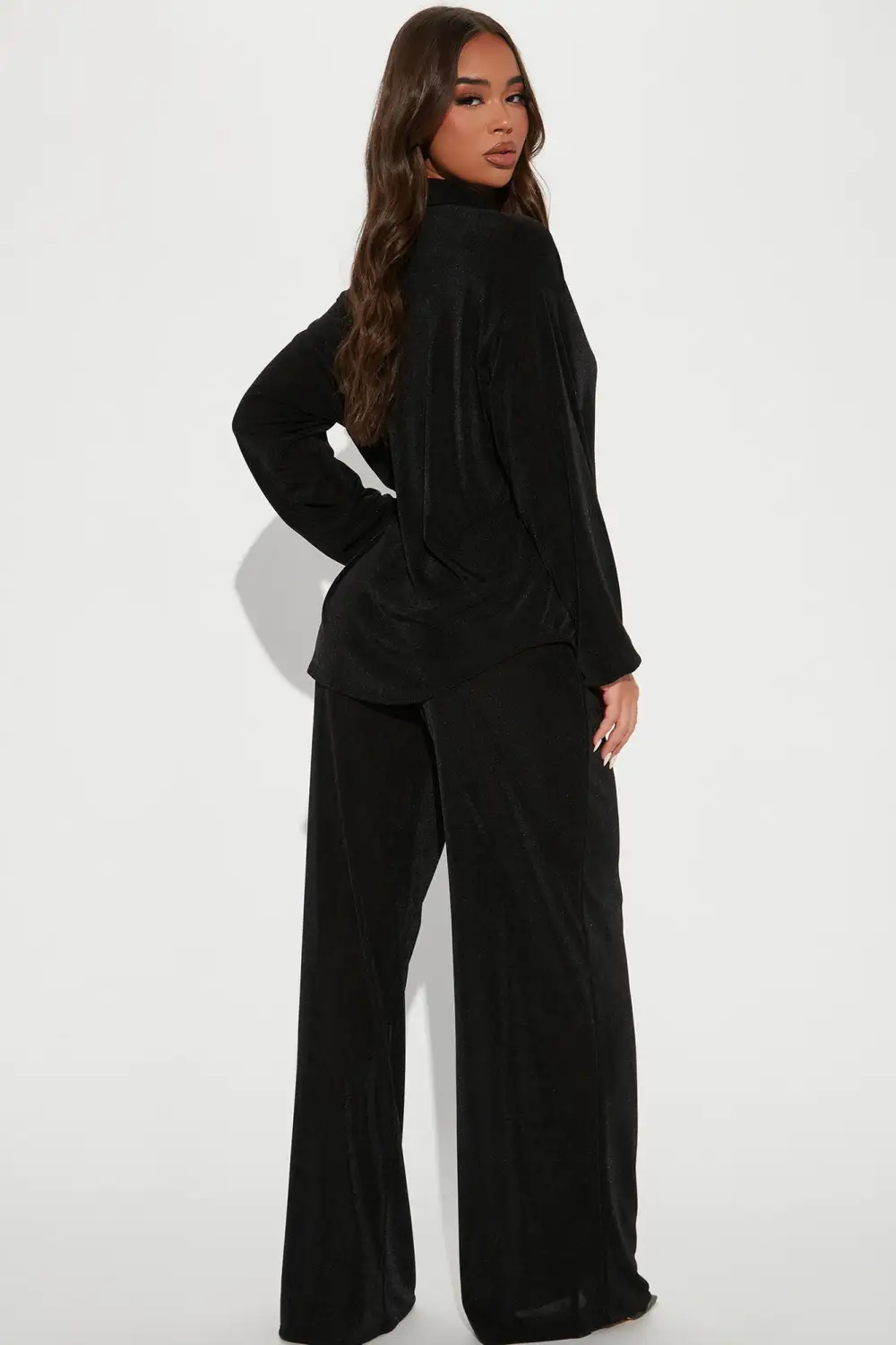 Sweet In Slinky Pant Set - Black